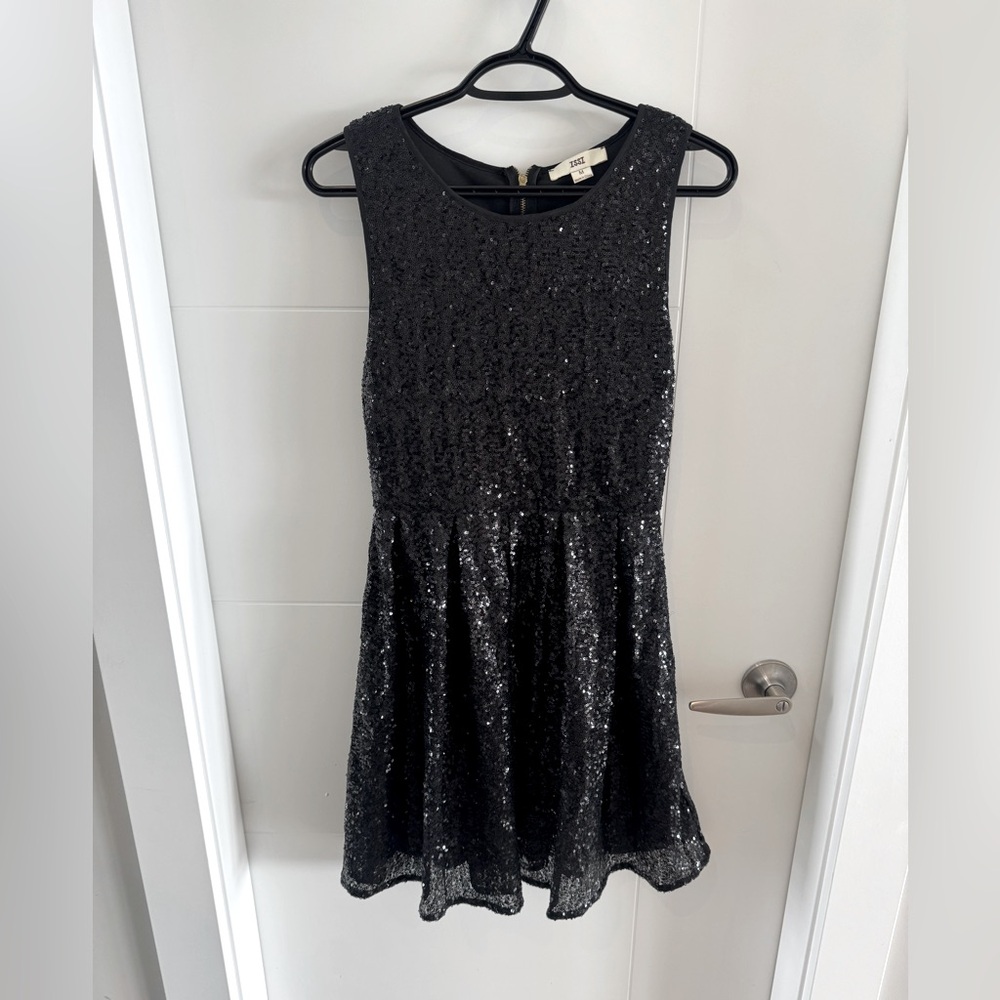 Black Sequin Sleeveless Cocktail Dress M